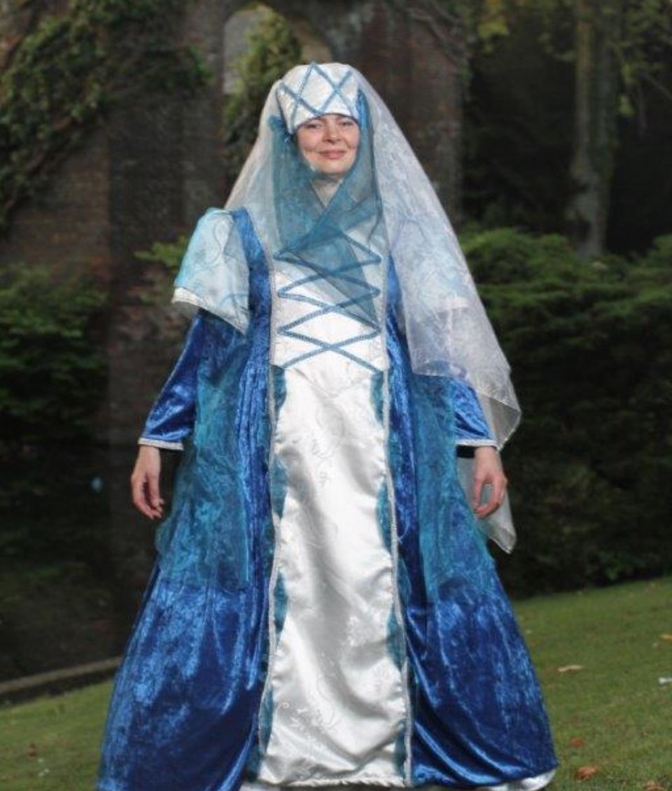 blauwe middeleeuwse jurk